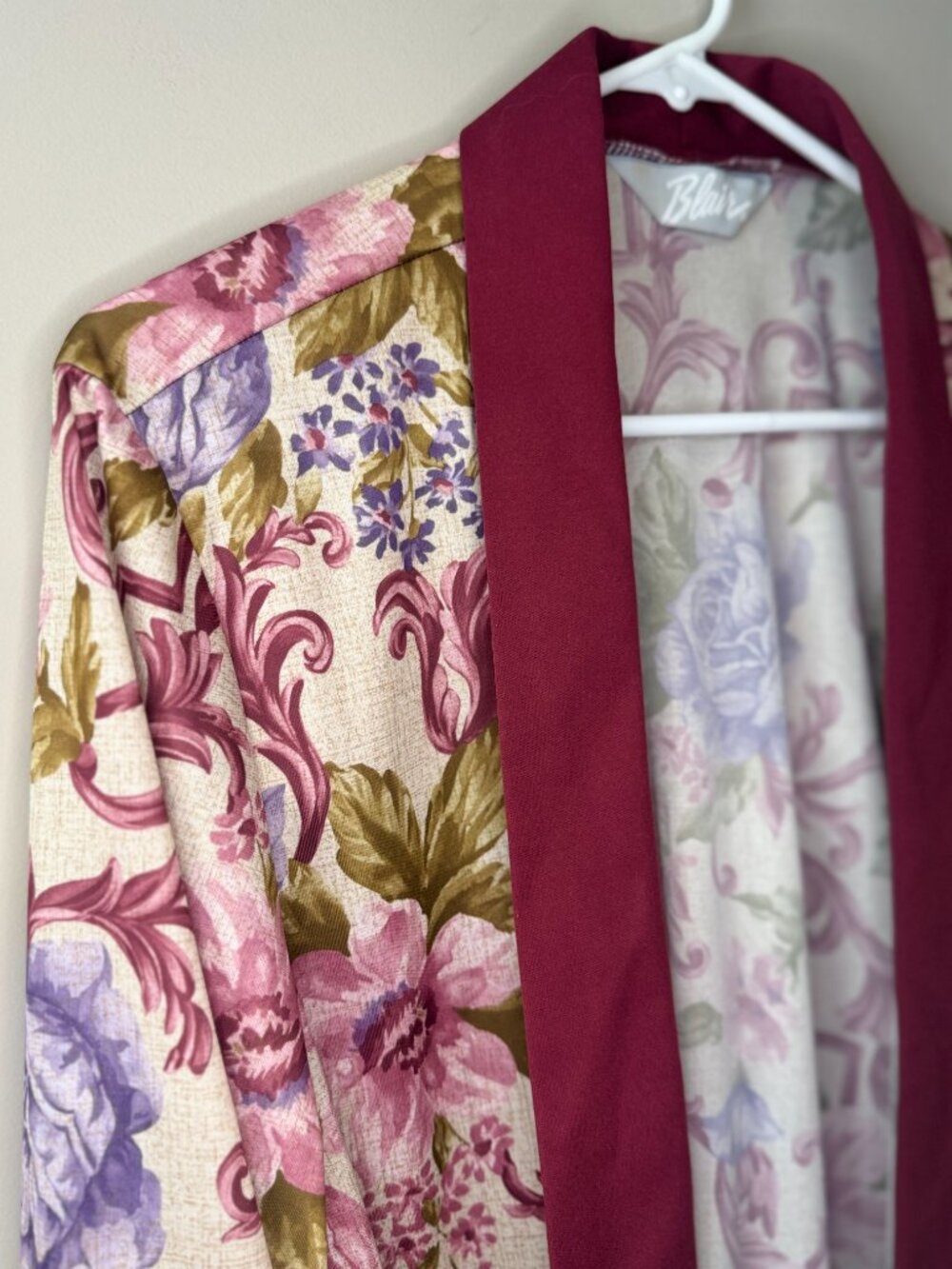 Womens Blair Vintage Floral Cardigan Kimono Robe Large Silk - Picture 3 of 7